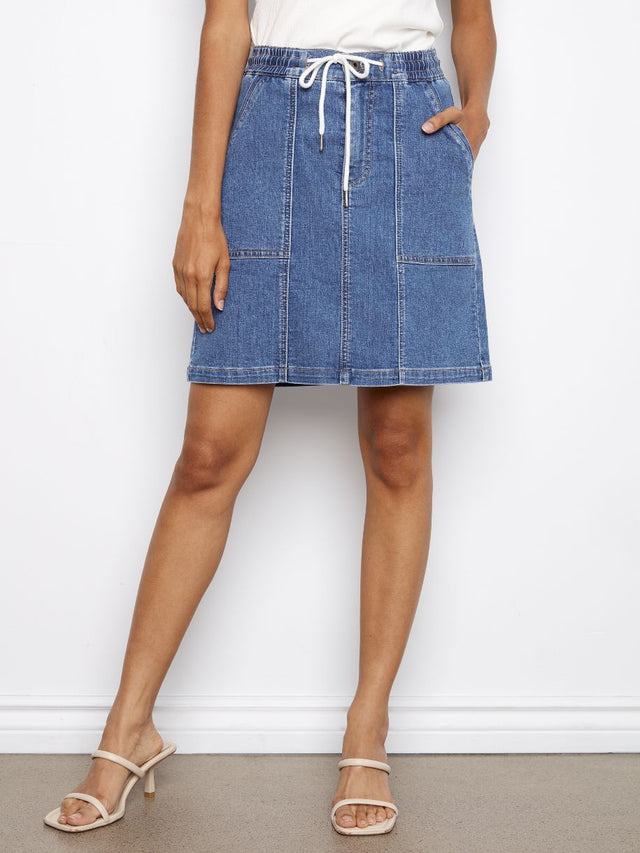 SKORT DE JEANS CHARLIE B À CORDON