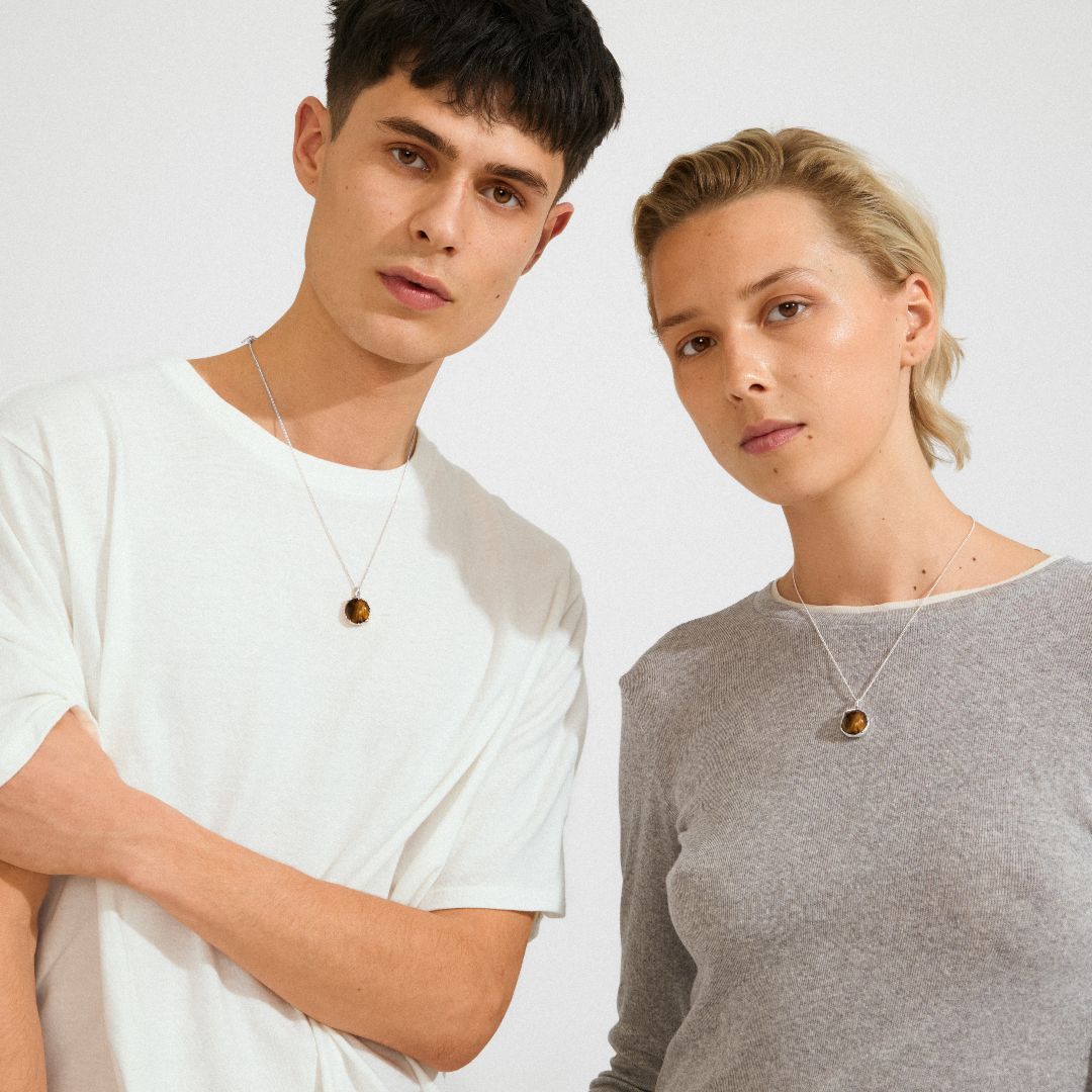 COLLIER SENSE PIERRE OEIL DE TIGRE