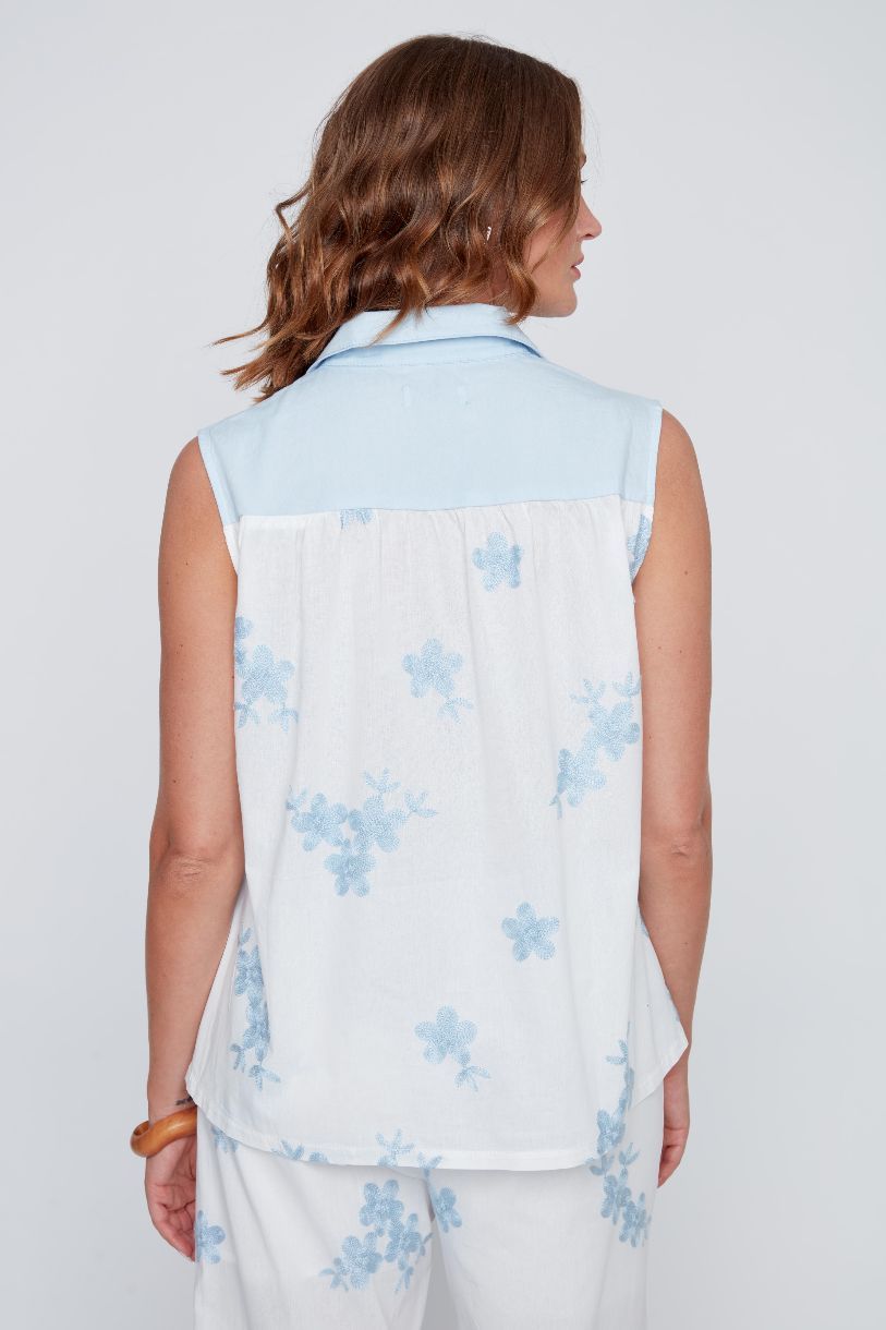 CHEMISIER ÊTRE UN PEU FLEUR BLEUE