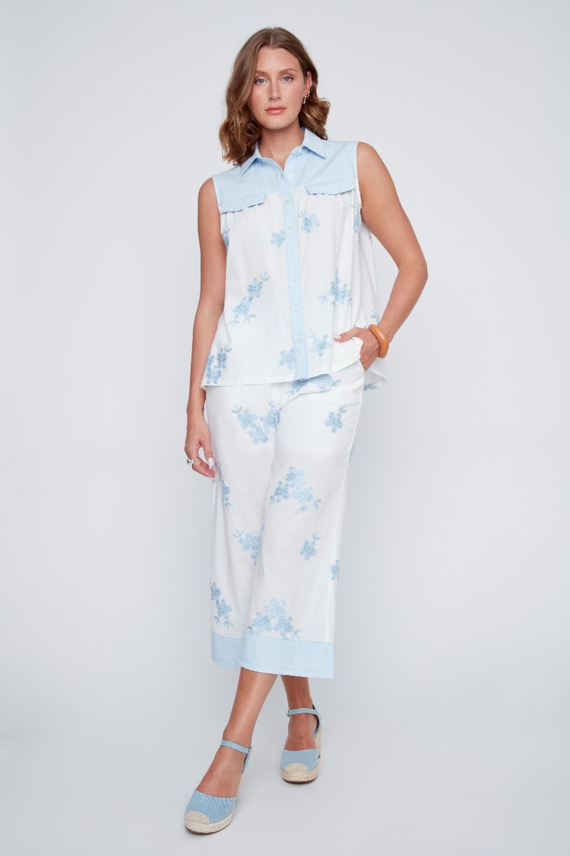 CHEMISIER ÊTRE UN PEU FLEUR BLEUE