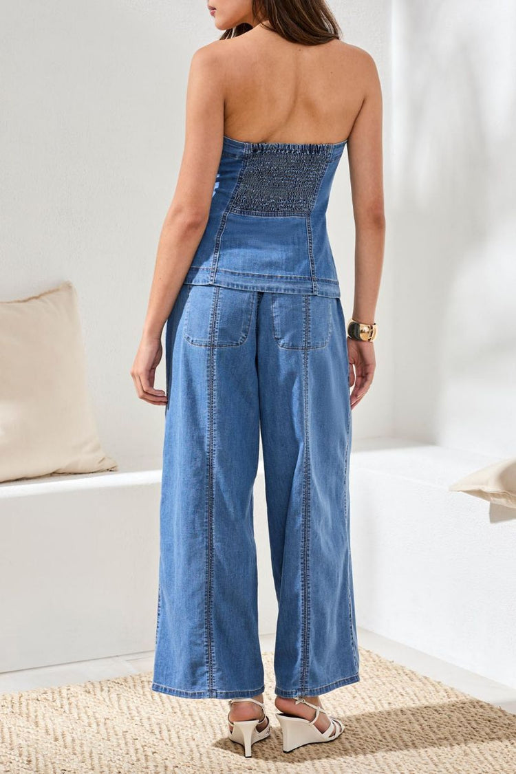 BUSTIER EN JEANS TRIBAL