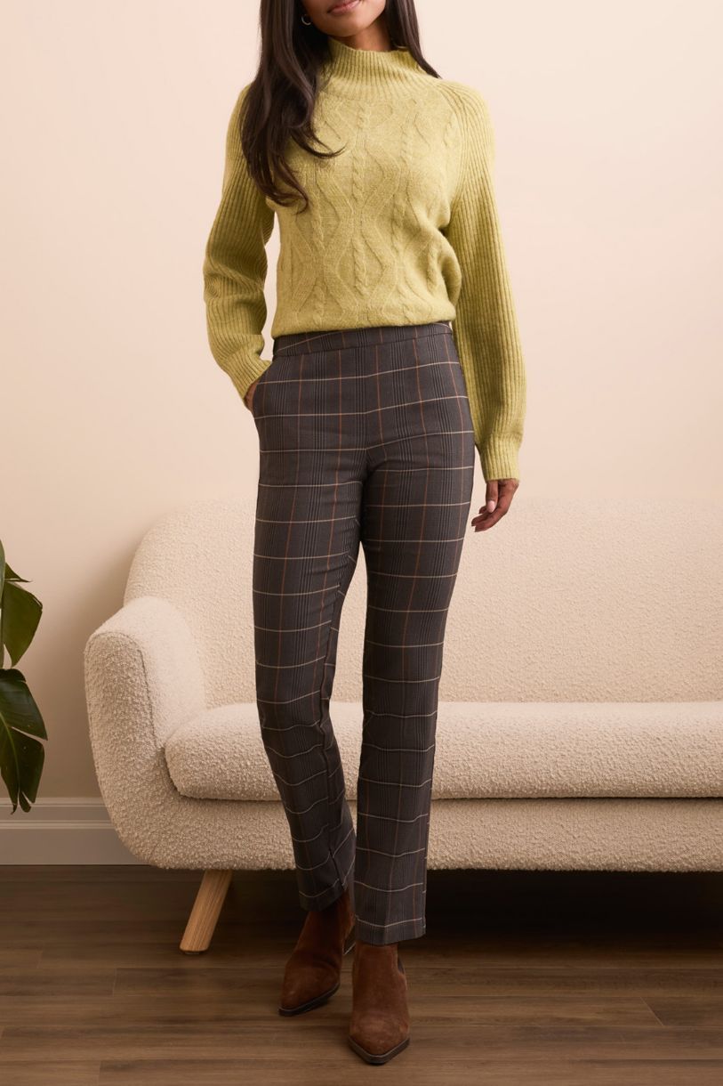 PANTALON ÉTROIT PLAID D'AUTOMNE