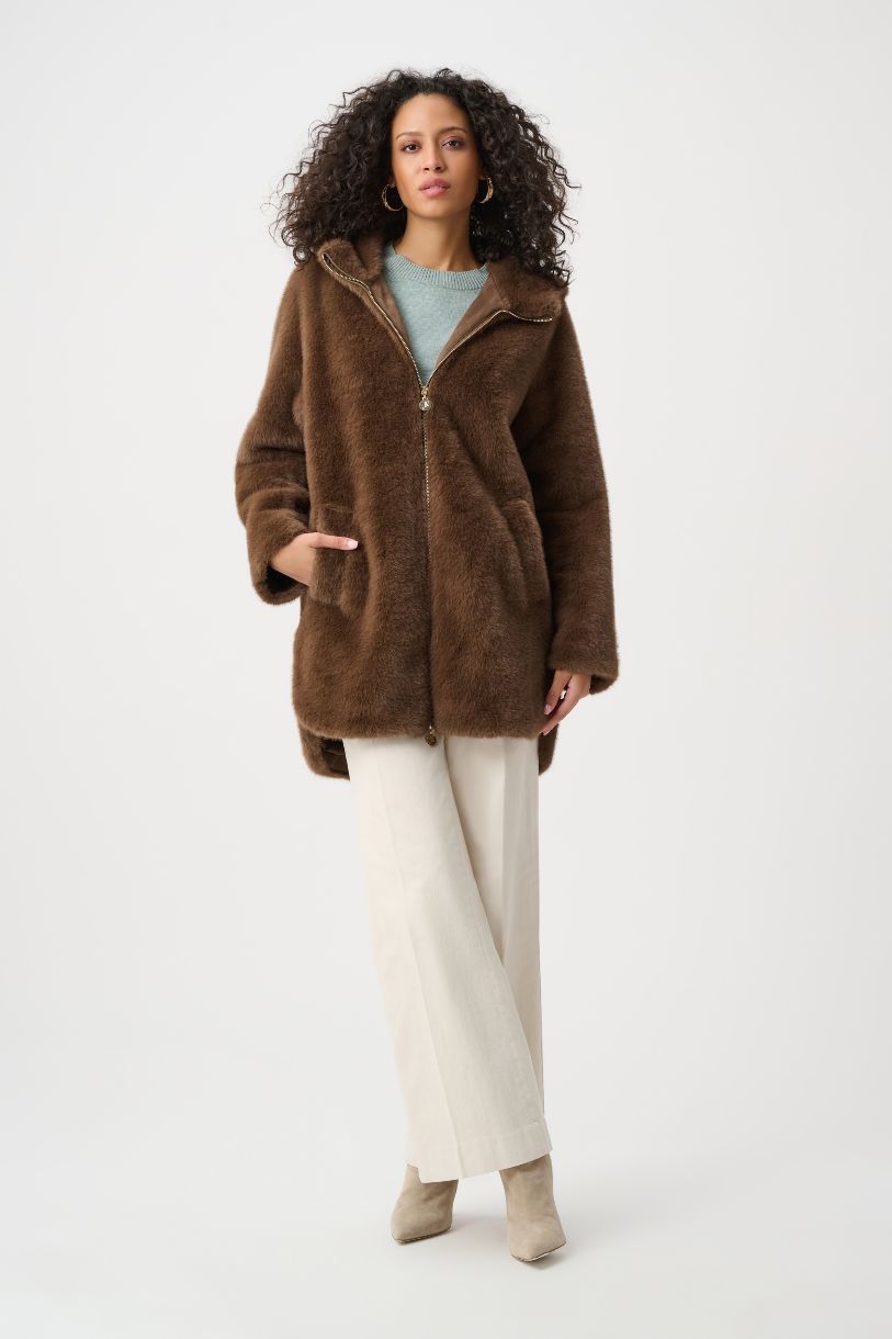 JOSEPH RIBKOFF MANTEAU FAUSSE FOURRURE