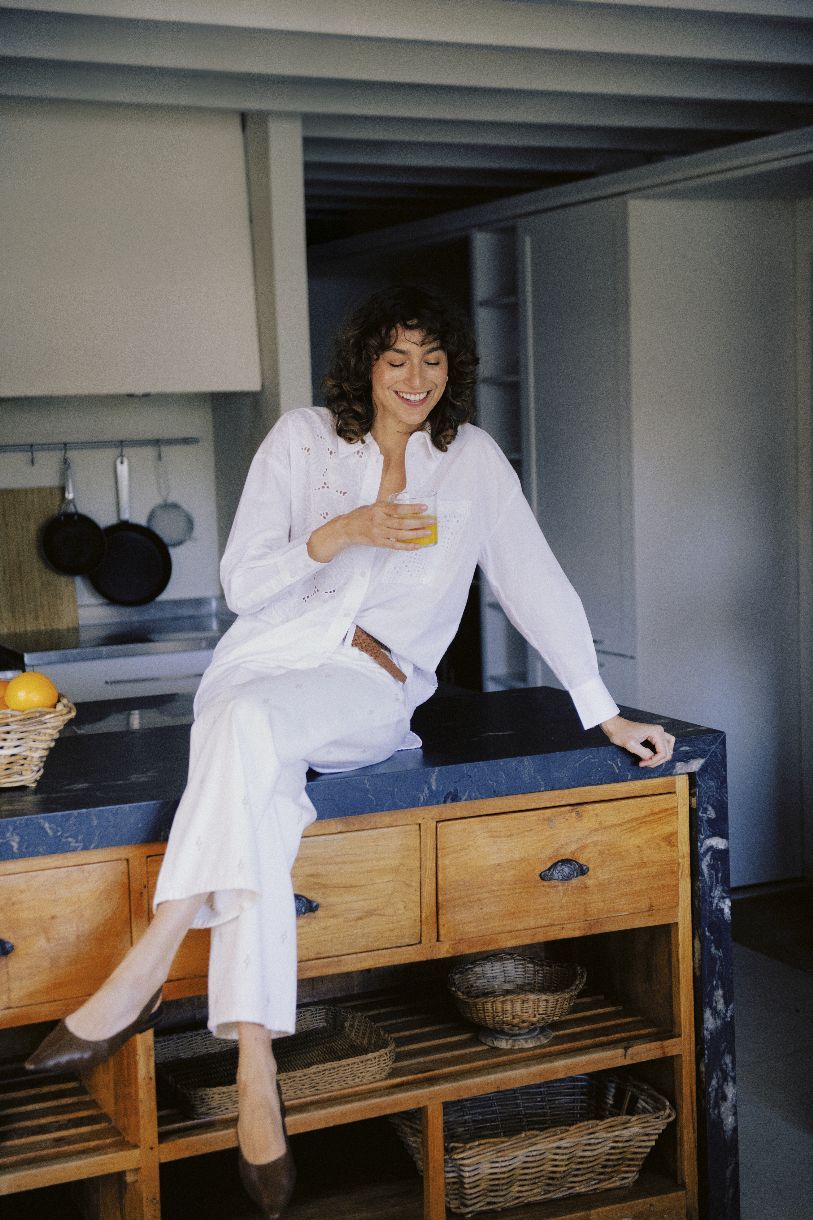 JEANS DROIT KIMU ET SON ORNEMENT