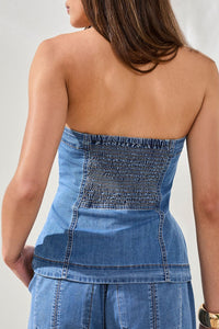 BUSTIER EN JEANS TRIBAL