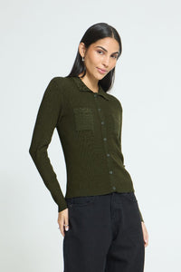 ICHI CARDIGAN IHLULS RIB POLO
