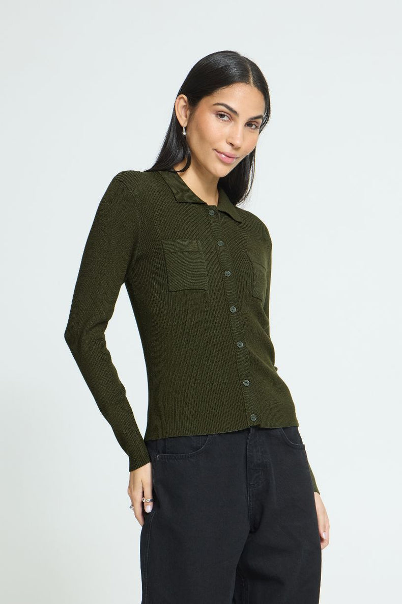 ICHI CARDIGAN IHLULS RIB POLO