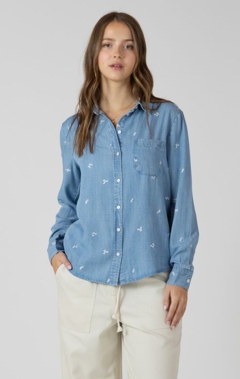 CHEMISIER DE JEANS BOUQUET DE FLEURS