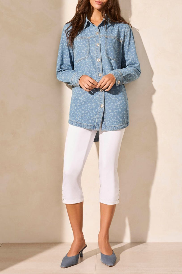 SHACKET DE JEANS BASE FLORALE