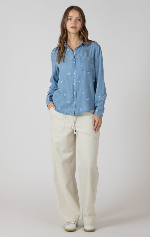 CHEMISIER DE JEANS BOUQUET DE FLEURS