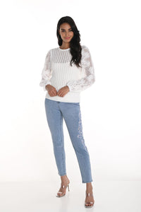 JEANS ÉTROIT BRODERIE EN FOLIE