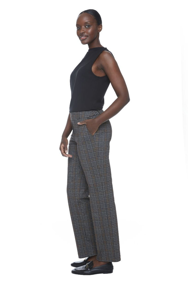 ILTM PANTALON PLAID PONTE STRAIGHT LEG