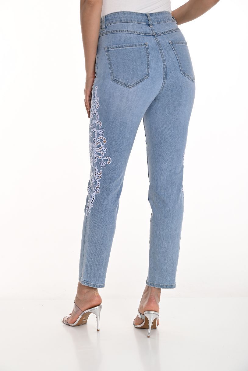 JEANS ÉTROIT BRODERIE EN FOLIE