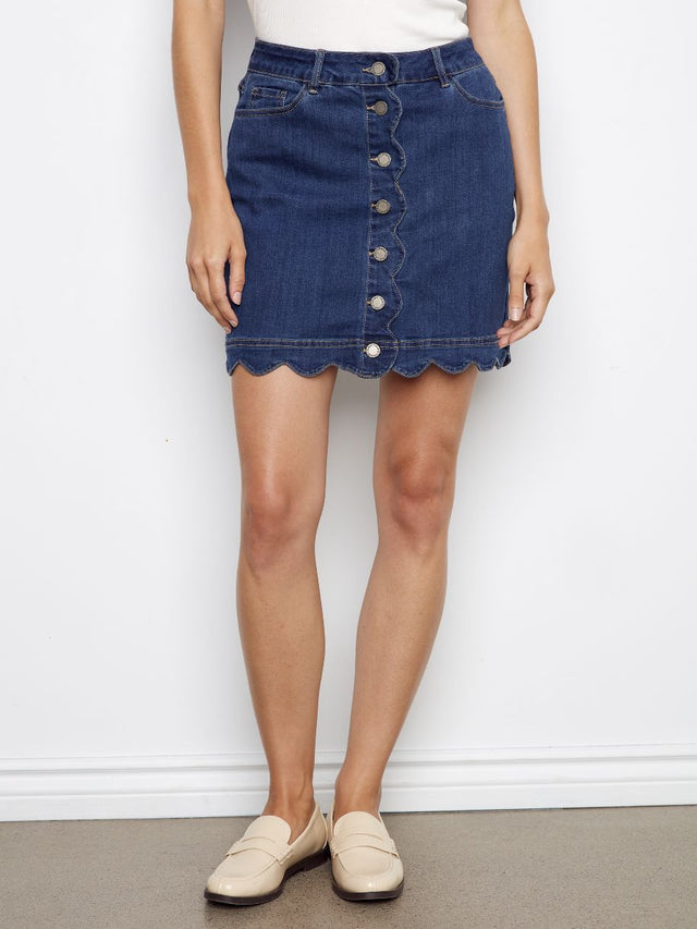 SKORT DE JEANS FESTONNÉ CHARLIE B