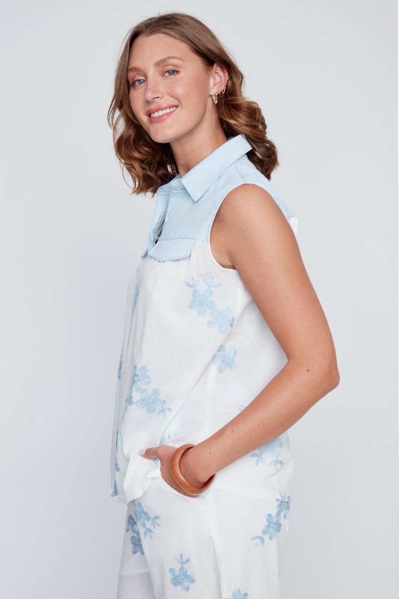 CHEMISIER ÊTRE UN PEU FLEUR BLEUE