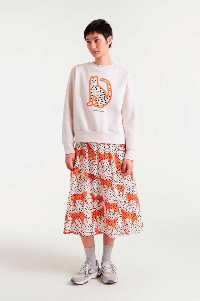 CHANDAIL EN COTON OUATÉ CAT LOVER
