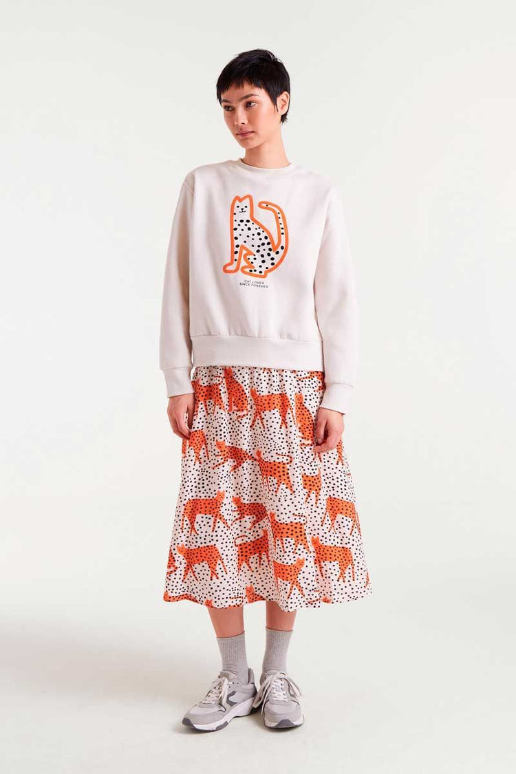 CHANDAIL EN COTON OUATÉ CAT LOVER