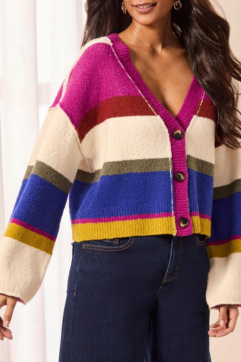 TRIBAL CARDIGAN MANCHES BOUFFANTES